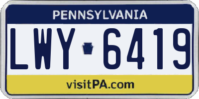 PA license plate LWY6419