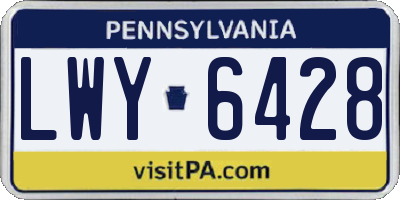PA license plate LWY6428