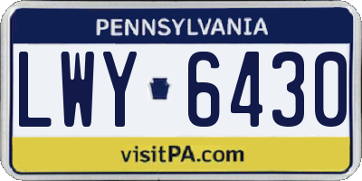 PA license plate LWY6430
