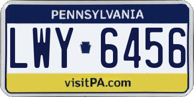 PA license plate LWY6456