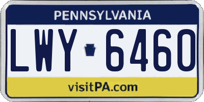 PA license plate LWY6460