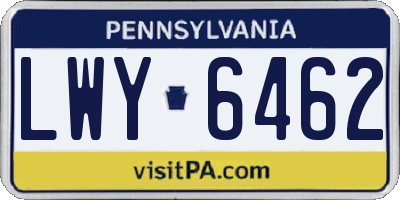 PA license plate LWY6462