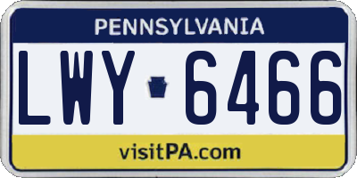 PA license plate LWY6466