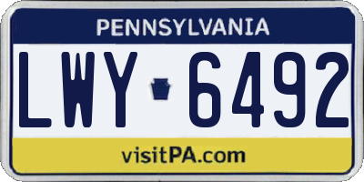 PA license plate LWY6492