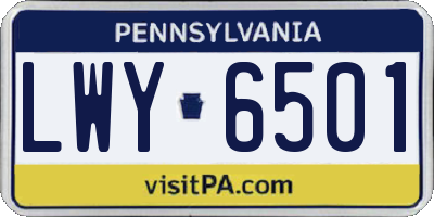 PA license plate LWY6501