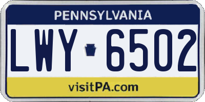 PA license plate LWY6502