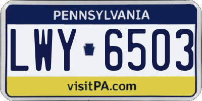PA license plate LWY6503