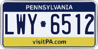 PA license plate LWY6512