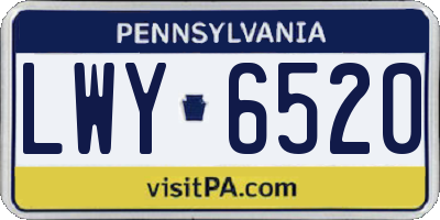 PA license plate LWY6520