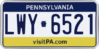 PA license plate LWY6521