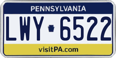 PA license plate LWY6522