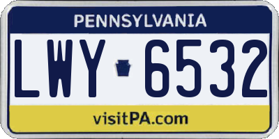 PA license plate LWY6532