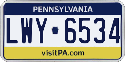 PA license plate LWY6534