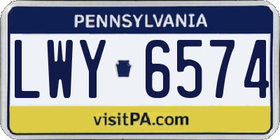 PA license plate LWY6574