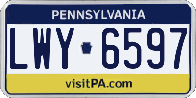 PA license plate LWY6597