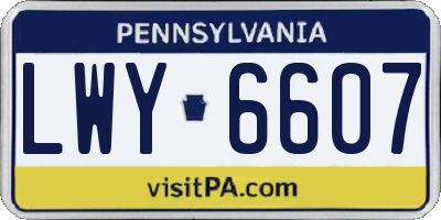 PA license plate LWY6607