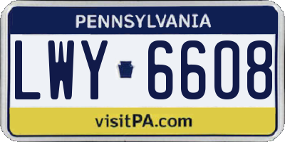 PA license plate LWY6608