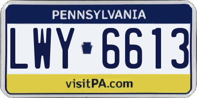 PA license plate LWY6613