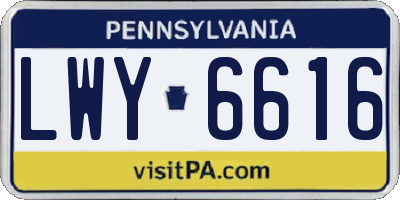 PA license plate LWY6616