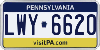 PA license plate LWY6620