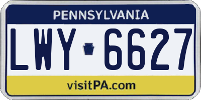 PA license plate LWY6627
