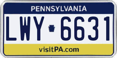PA license plate LWY6631