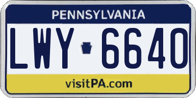 PA license plate LWY6640