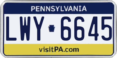 PA license plate LWY6645