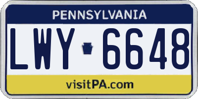 PA license plate LWY6648