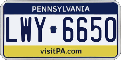 PA license plate LWY6650