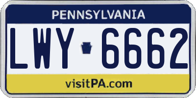 PA license plate LWY6662