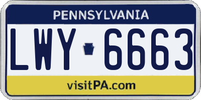 PA license plate LWY6663