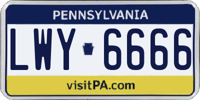 PA license plate LWY6666