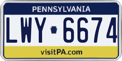PA license plate LWY6674