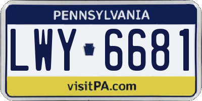 PA license plate LWY6681