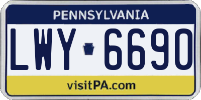 PA license plate LWY6690