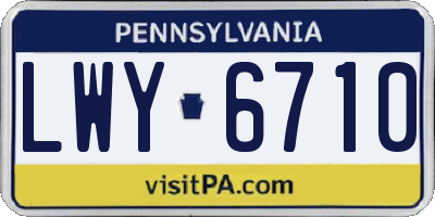 PA license plate LWY6710