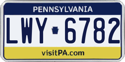 PA license plate LWY6782