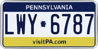 PA license plate LWY6787