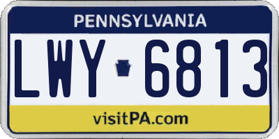 PA license plate LWY6813