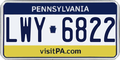 PA license plate LWY6822
