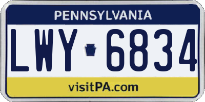 PA license plate LWY6834