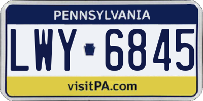 PA license plate LWY6845