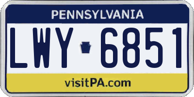 PA license plate LWY6851