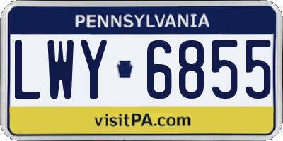 PA license plate LWY6855