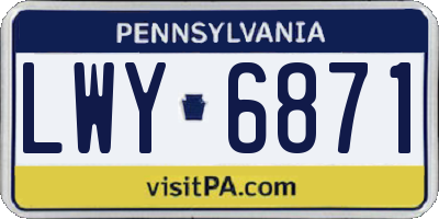 PA license plate LWY6871