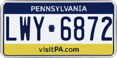 PA license plate LWY6872