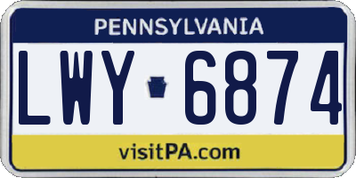PA license plate LWY6874