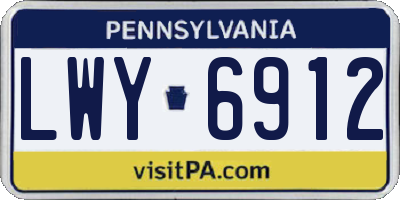 PA license plate LWY6912
