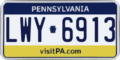 PA license plate LWY6913